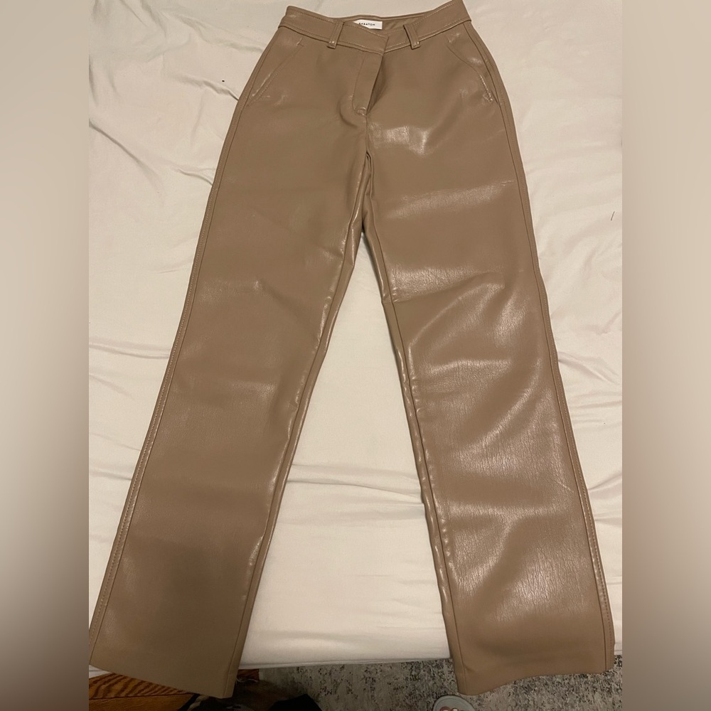 Aritzia Babaton Tan Leather Pants